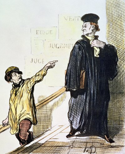 シリーズ「Les Gens de Justice」からの不満のクライアント、c.1846 作： Honoré Daumier